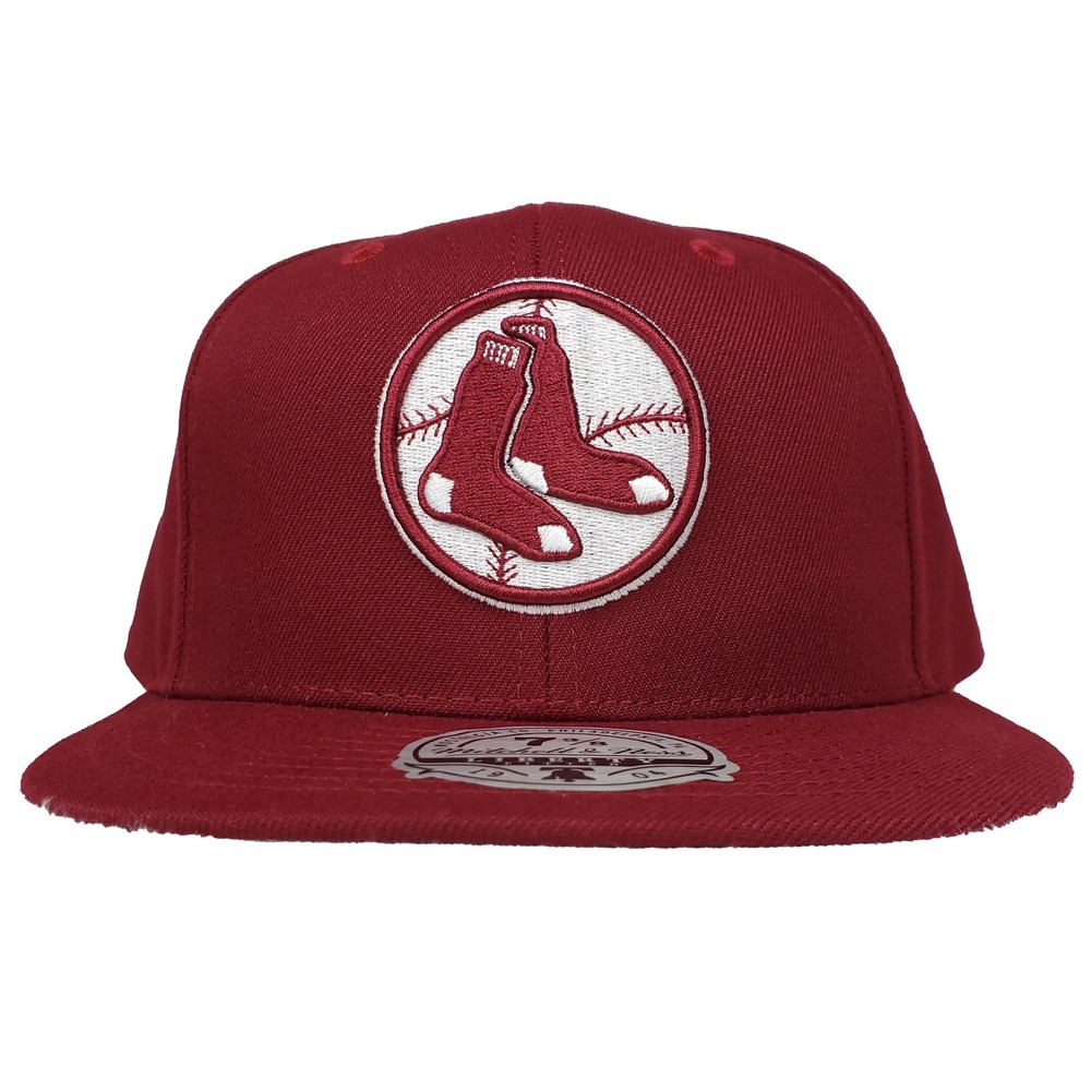 Boston Red Sox Mitchell‎ & Ness MLB Fitted 7 3/8 Liberty Fit Hat Cap Maroon NWT